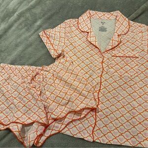 Roller Rabbit x Target Pink & Orange Geo Hearts Short Pajama Set (NWT)